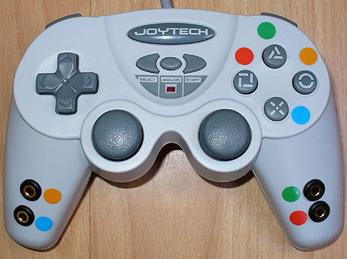 Switch Adapted Joytech Playstation Joypad for accessibility switches.