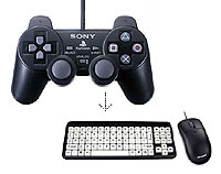 Joy To Key. Image of a Playstation joypad with arrow pointing to a keyboard and mouse.