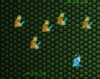 Orcs and a Wizard traipse across a field of hexagons.
