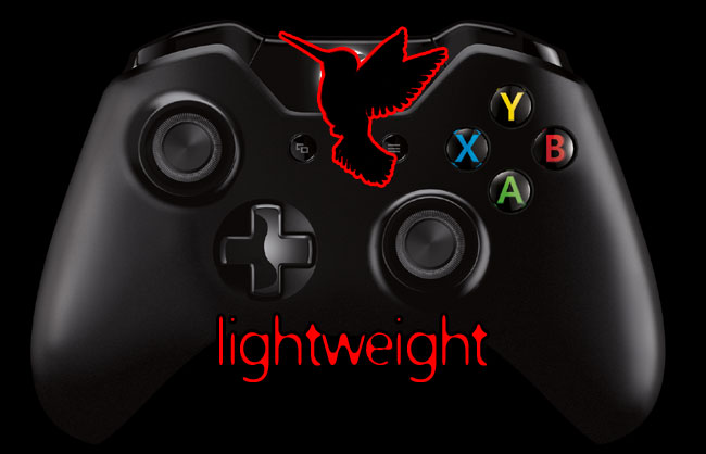 Xbox One Lightweight sensitive light pressure controller. Image of controller includes the outline of a humming bird.