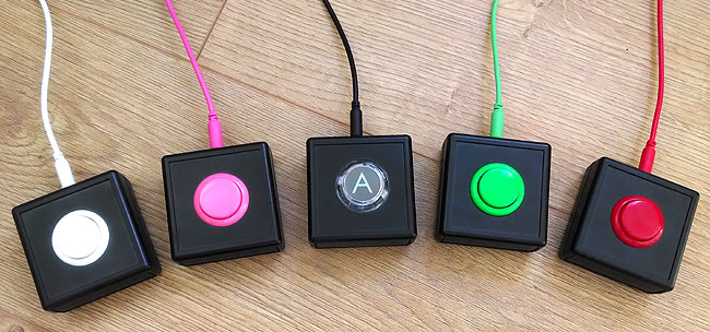 Sanwa accessibility switches. Various colours.