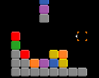 Colourful squares in a matching puzzle game.