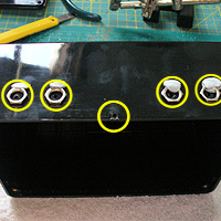 3. Making Holes. Pilot holes on rear of joystick box.