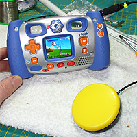 8. Testing: Switch adapted VTech Kidizoom camera, with the duck-camera-shoot game displayed.
