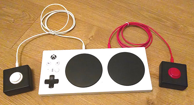 Sanwa Accessibility Switches with an Xbox Adaptive Controller.