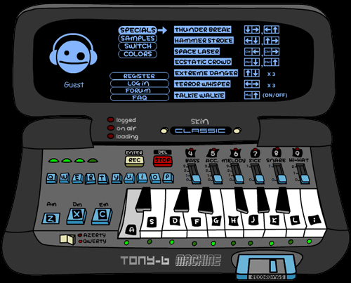 Switch Accessible Music - Image of cartoon synthesiser from the Tony-B machine.