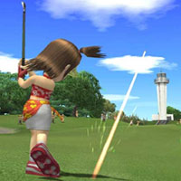 PS2 game Everybody's Golf. Can be played with a little assistance with one switch.