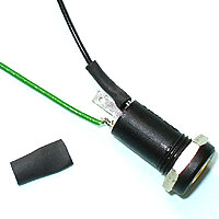 6. Wire up socket. Image of the 3.5mm switch socket with trailing wires and shrink wrap.