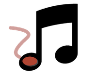 Music Player/Shortcutter for PC. Image of a musical note with a switch in the foot of the double-quaver.