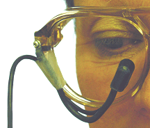 Eye Blink switch. This device is intended to sense movement of the eyelid, and generate a signal that is used as the control input to a Toby Churchill Lightwriter or AdVOCAte communication aid, or other similar equipment (including OneSwitch products). For safety reasons, it is not suitable for use as the input device for mobility control, eg:- lifts, hoists, mattress-elevators, riser/recliner chairs, powered wheelchairs. £296.